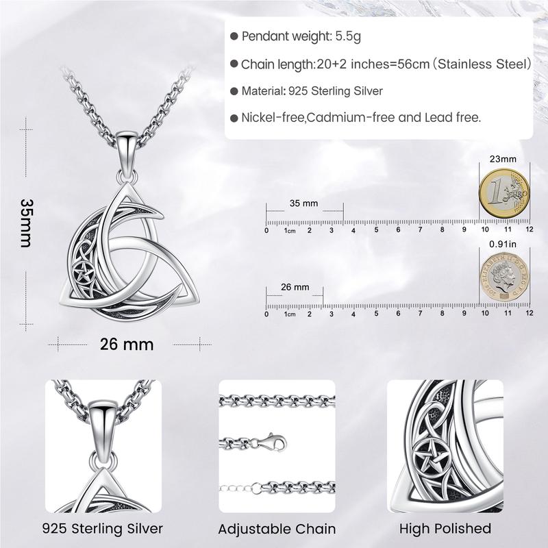 Celtic Knot & Crescent 925 Sterling Silver Cresent Pendant Necklace, Vintage Viking Witch Celtic Knot Pendant Neckalce, Triquetra Pendant, Good Luck Crescent Irish Necklace, Protection Amulet Jewelry Gift for Women Men, Celtic Knot & Crescent 925 Sterling Silver Cresent Pendant Necklace, Vintage Viking Witch Celtic Knot Pendant Neckalce, Triquetra Pendant, Good Luck Crescent Irish Necklace, Protection Amulet Jewelry Gift for Women Men,