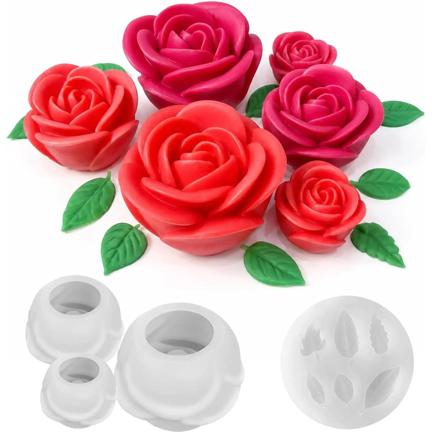 4 PCS Rose Candle Molds