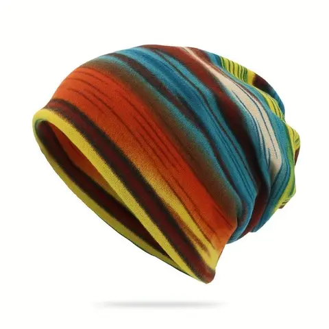 Unisex Colorful Heart Knitted Beanie Hat - Cuffed Skull Cap Hat, Soft Stretch Heat-Trapping Christmas Winter Accessory, One Size, Neck & Hair Hoop for Streetwear, Ski Days