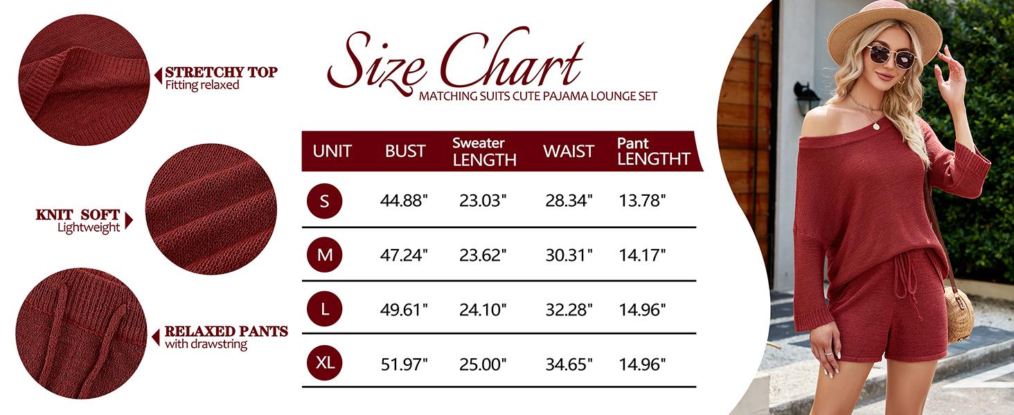 Goranbon Womens 2 Piece Knit Outfits Off Shoulder Sweater Tops Shorts Lounge Pajamas Set Summer Suit Goranbon Womens 2 Piece Knit Outfits Off Shoulder Sweater Tops Shorts Lounge Pajamas Set Summer Suit