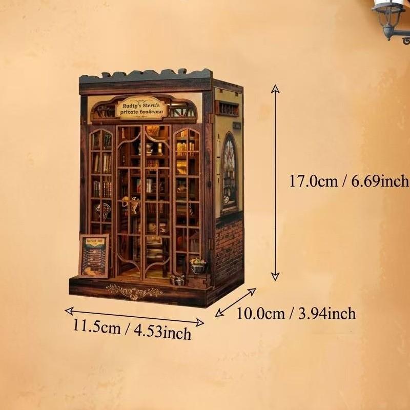 Vintage Miniature Library DIY Book Nook Kit - Dark Academia Aesthetic Bookshelf Insert - Retro 3D Wooden Puzzle Dollhouse - Perfect Gift for Book Lovers & Home Decor