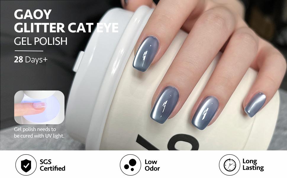 GAOY Vintage Glamour Cat Eye Gel Polish Set with Magnet, 6 Colors IncludingJelly Red Green Brown Yellow UV LED Soak Off Nail Polish Home DIY Manicure Nail Salon Varnish