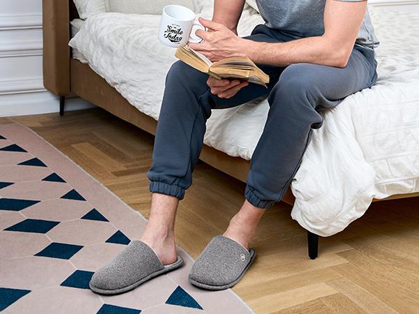 EverFoams Men's Cotton Knit Slippers Lightweight Memory Foam Indoor House Shoes with Anti-Skid Sole EverFoams Men's Cotton Knit Slippers Lightweight Memory Foam Indoor House Shoes with Anti-Skid Sole