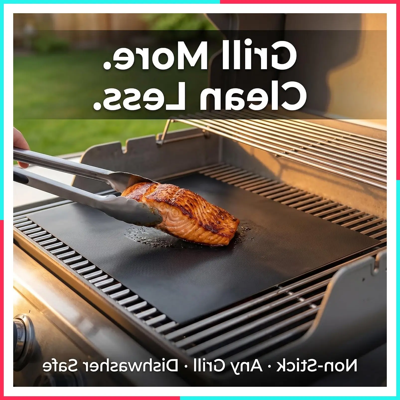 BBQ Grill Mats for Outdoor Grill Cooking (5 Pack) Reusable, Non Stick & Dishwasher Safe | High Heat Teflon Grilling Mat Liners for Barbecue | Pads for Gas, Charcoal & Electric