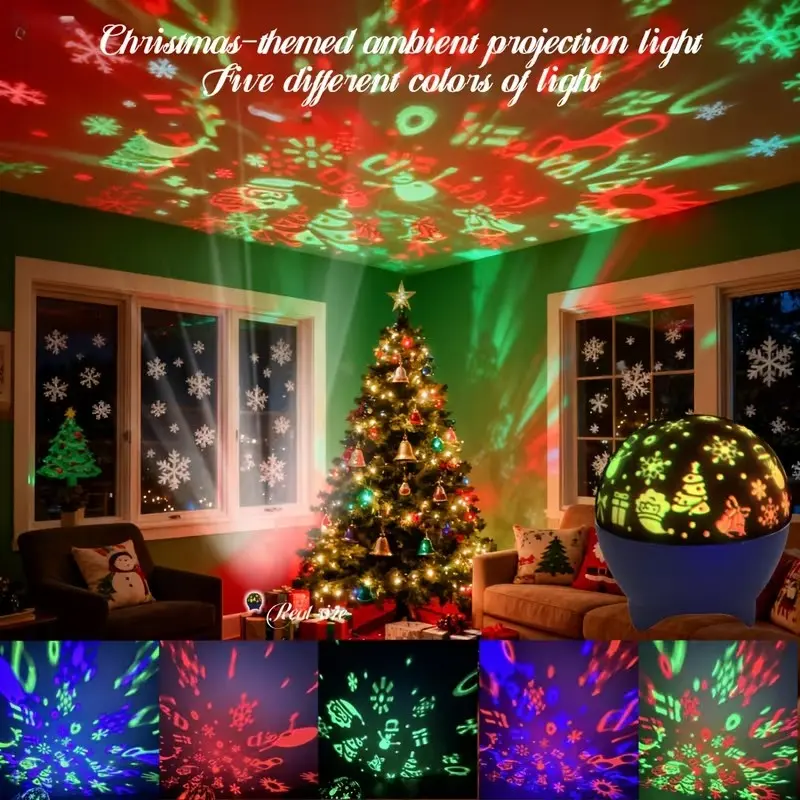 Rgbled Starry Night Projector Lamp, USB Powered Color-Changing Party Atmosphere Light, Moon Star Christmas Projection, Bedroom Living Room Decor