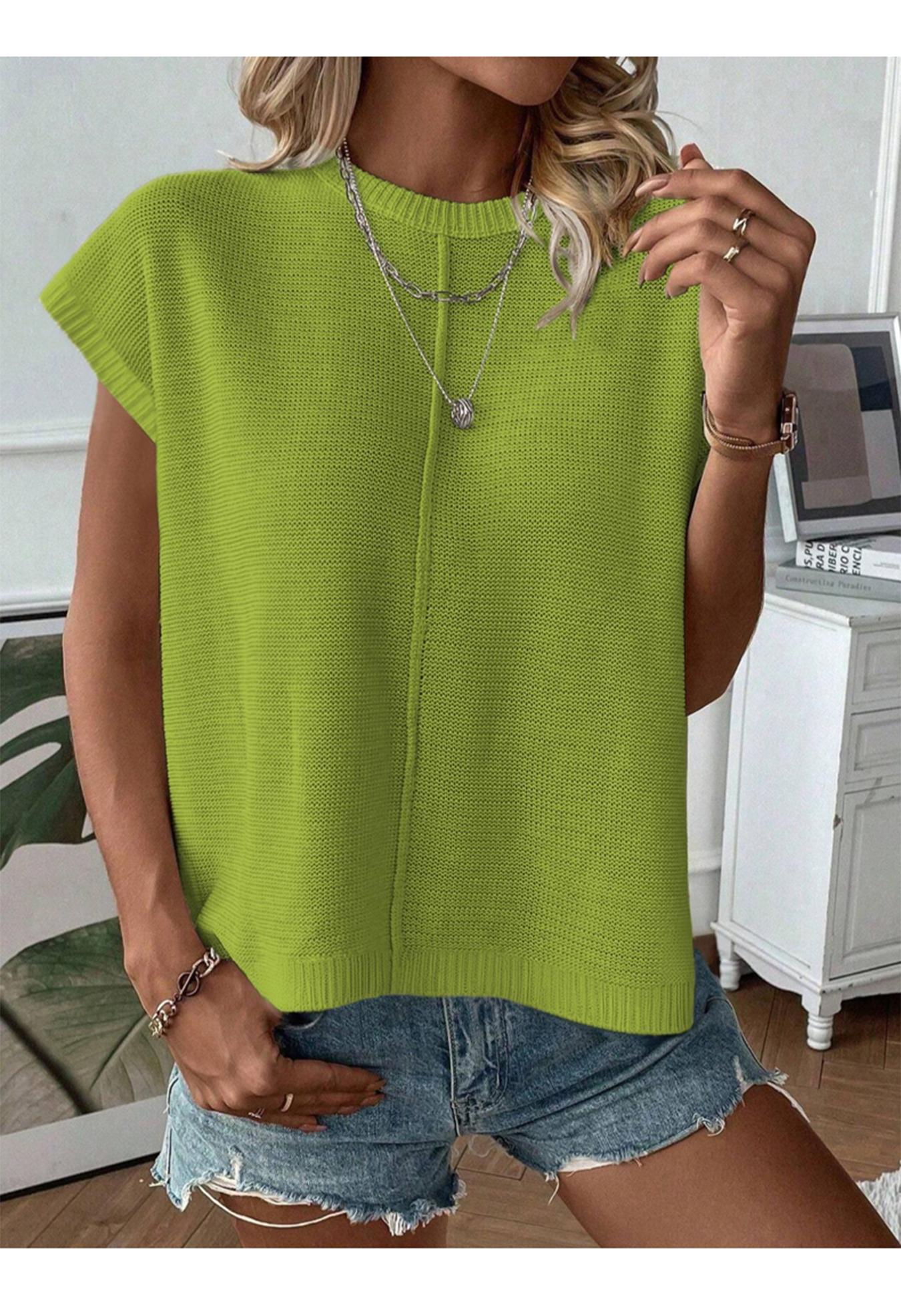 Spring Summer Elegant Versatile Knit Top, French Commute Casual Women's Round Neck Plain Hollow Out Loose T-Shirt
