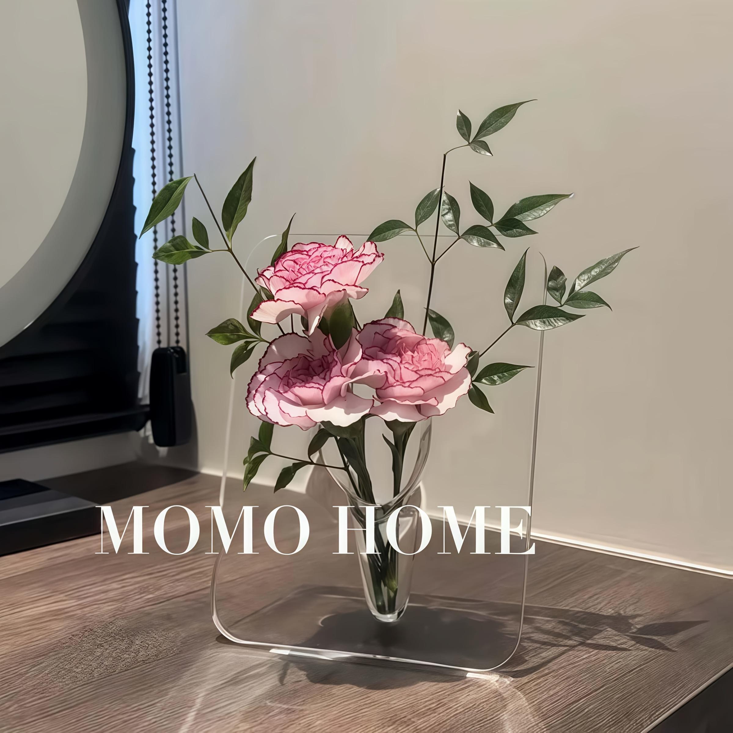 Modern Acrylic Vase, Clear Rectangular Design, Intricate Frame-Like Structure, Elegant Decorative Vase, Perfect Gift for Various Occasions