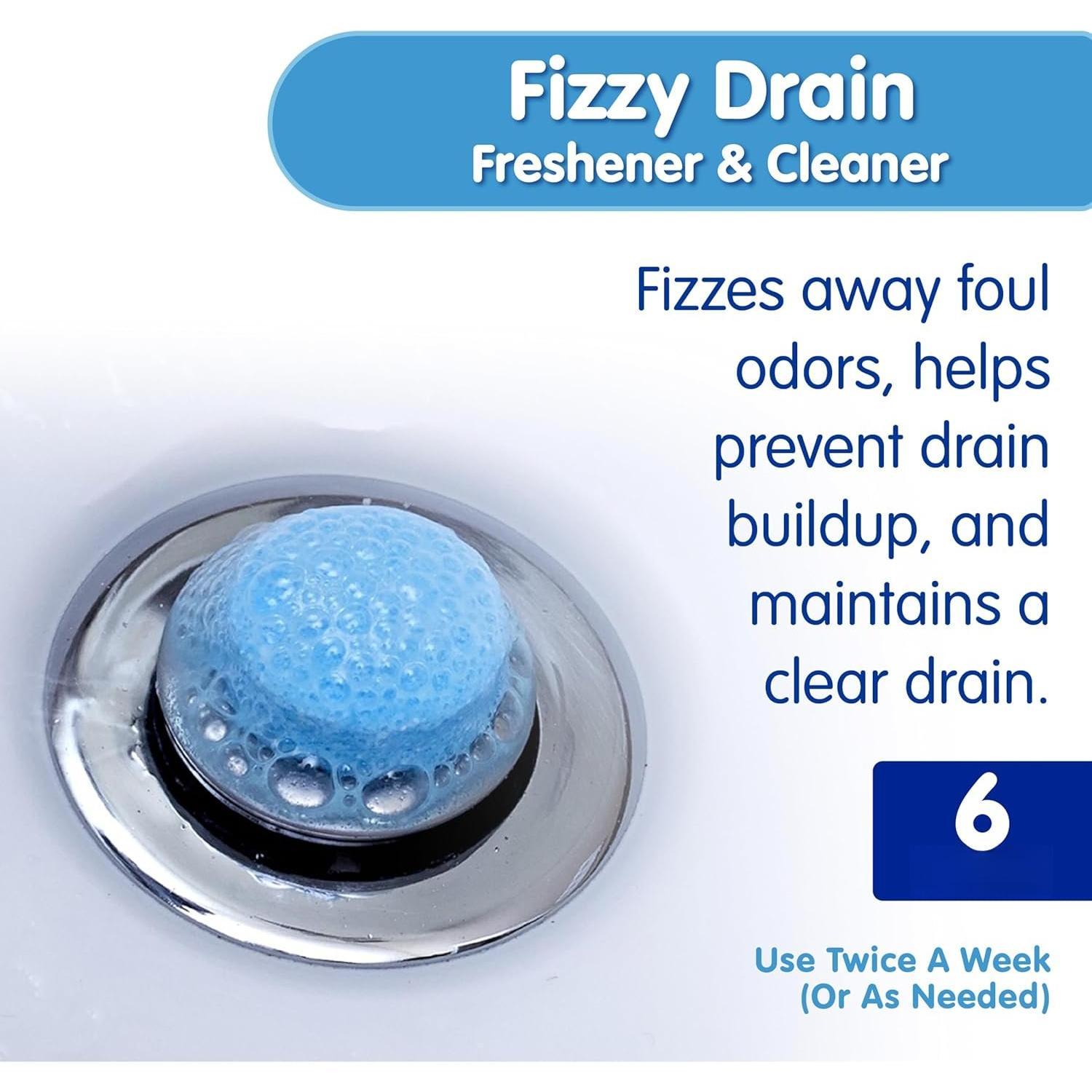 Fizzy Drain Freshener and Cleaner, Prevents Clogs and Removes Odors in Household Sinks,  Scent, 6-Pack