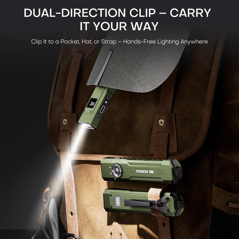 1500 Lumens Rechargeable EDC Flat-Panel High-Lumen Flashlight with Green Laser, UV and LED Combo, Portable Pocket Light for Outdoor Emergency Use