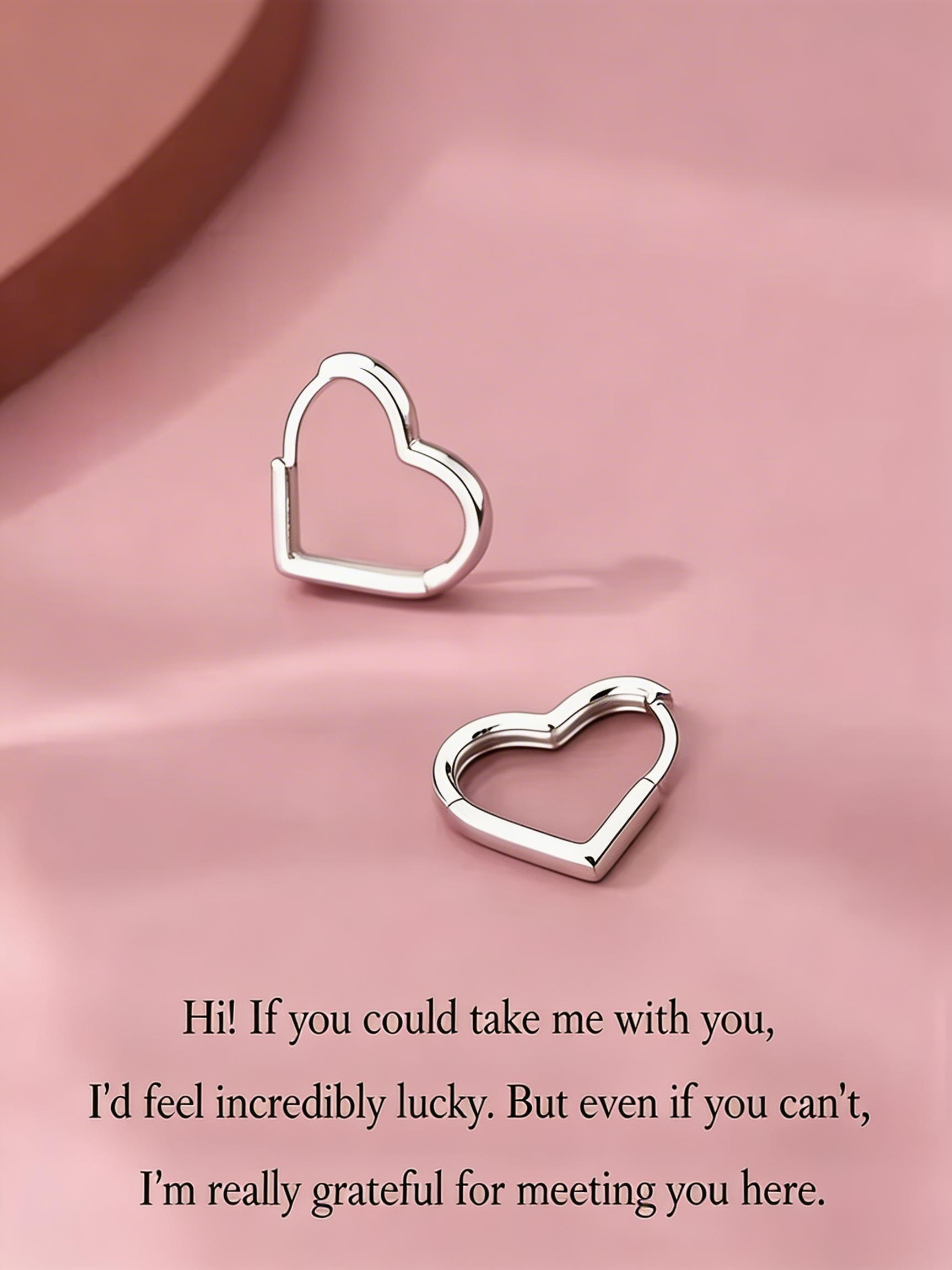 Heart-Shaped Earrings, Low Allergy High-Quality Stainless Steel, Elegant and Simple, Perfect for Daily Wear or Party Decor, Creative Valentine's Gift