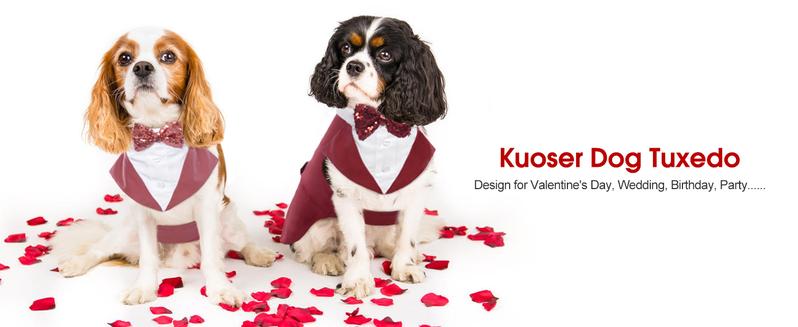 Kuoser Dog Tuxedo Dog Suit and Bandana Set, Dogs Tuxedo Wedding Party Suit, Dog Prince Wedding Bow Tie Shirt Formal Dog Wedding Attire for Large and Medium Dogs Golden Retriever Samo Bulldogs