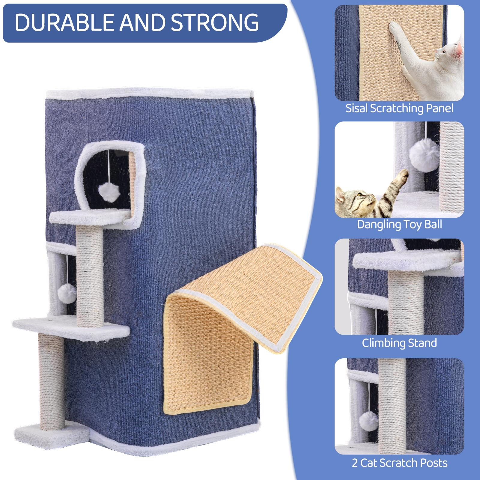 3-Tier Cat House, Cat Beds for Indoor Cats, Modern Cat Condo with Highway Cave, Scratch & Itching Post, Climbing Stand, Cat Cube Playhouse for Multi Kittens, Grey 3-Tier Cat House, Cat Beds for Indoor Cats, Modern Cat Condo with Highway Cave, Scratch & Itching Post, Climbing Stand, Cat Cube Playhouse for Multi Kittens, Grey