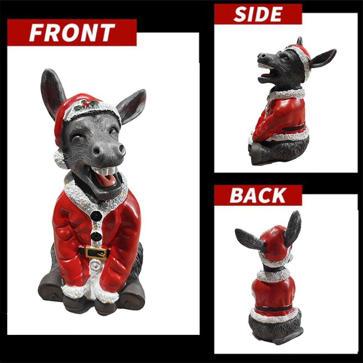 New Christmas Donkey Santa Resin Craft Ornament, 20cm Decorative Figurine, Festive Holiday Decoration, Perfect Gift for Xmas