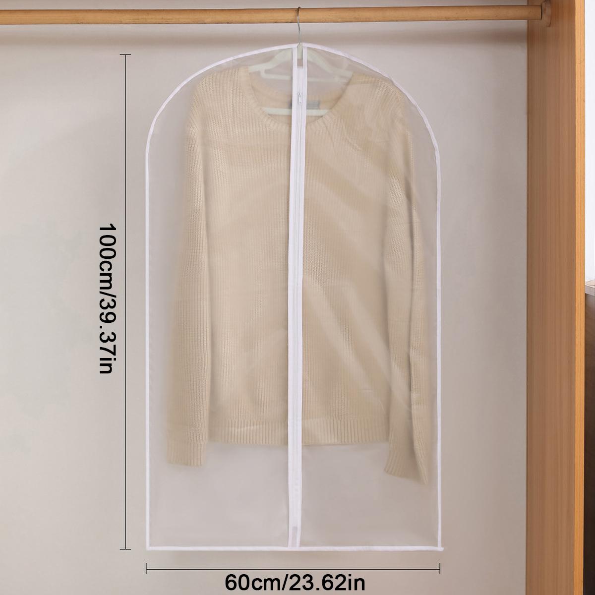 5pcs Semi-Transparent PEVA Dust-Proof Clothing Storage Cover, Suitable for Hanging Clothes, Dust-Proof Suit Bag for Home Wardrobes, Organizing And Storing Space for Spring And Summer, Travel Essentials, Clothing Protection Storage Bag