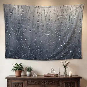 Rainy Window Water Drops Abstract Texture Wall tapestryLarge size Printed Horizontal Tapestry blanketPolyester Fabric Wall Hanging for living roombedroomNo Installation RequiredIndoorOutdoorGift for Family and Friends