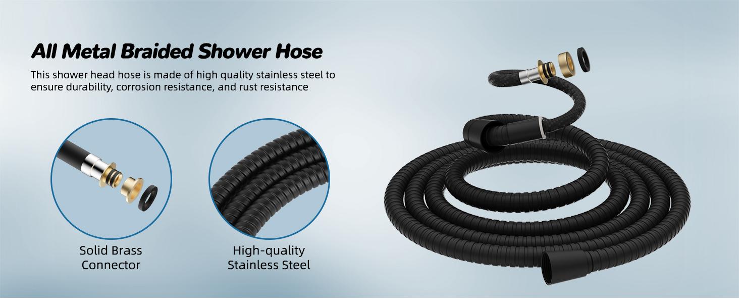 Hibbent Upgraded 5-spray 13'' Shower Head for Easy Reach, High Pressure Rainfall Showerhead Combo with 10-mode Handheld Spray, 12'' Extension Arm, 4-way Diverter, 71'' Hose, Showerhead Holder, Black