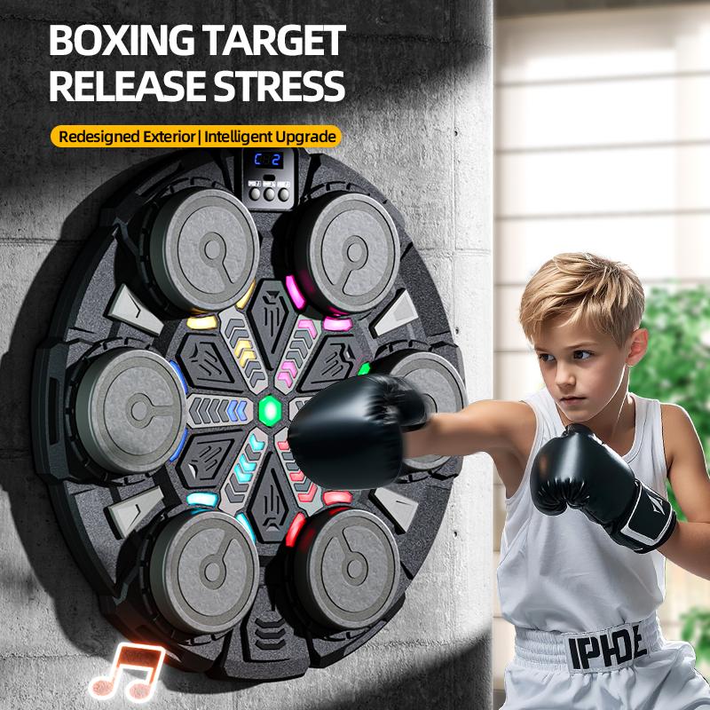 Smart Music Boxing Training Machine with Boxing Gloves, Smart Boxing Trainers, Ready to Train, Universal for Adults & Kids, LED Display with Real-Time Punch Data Feedback, Bluetooth Music Rhythm Sync, Wall-Mountable Space-Saving Design for Home & Gym Use