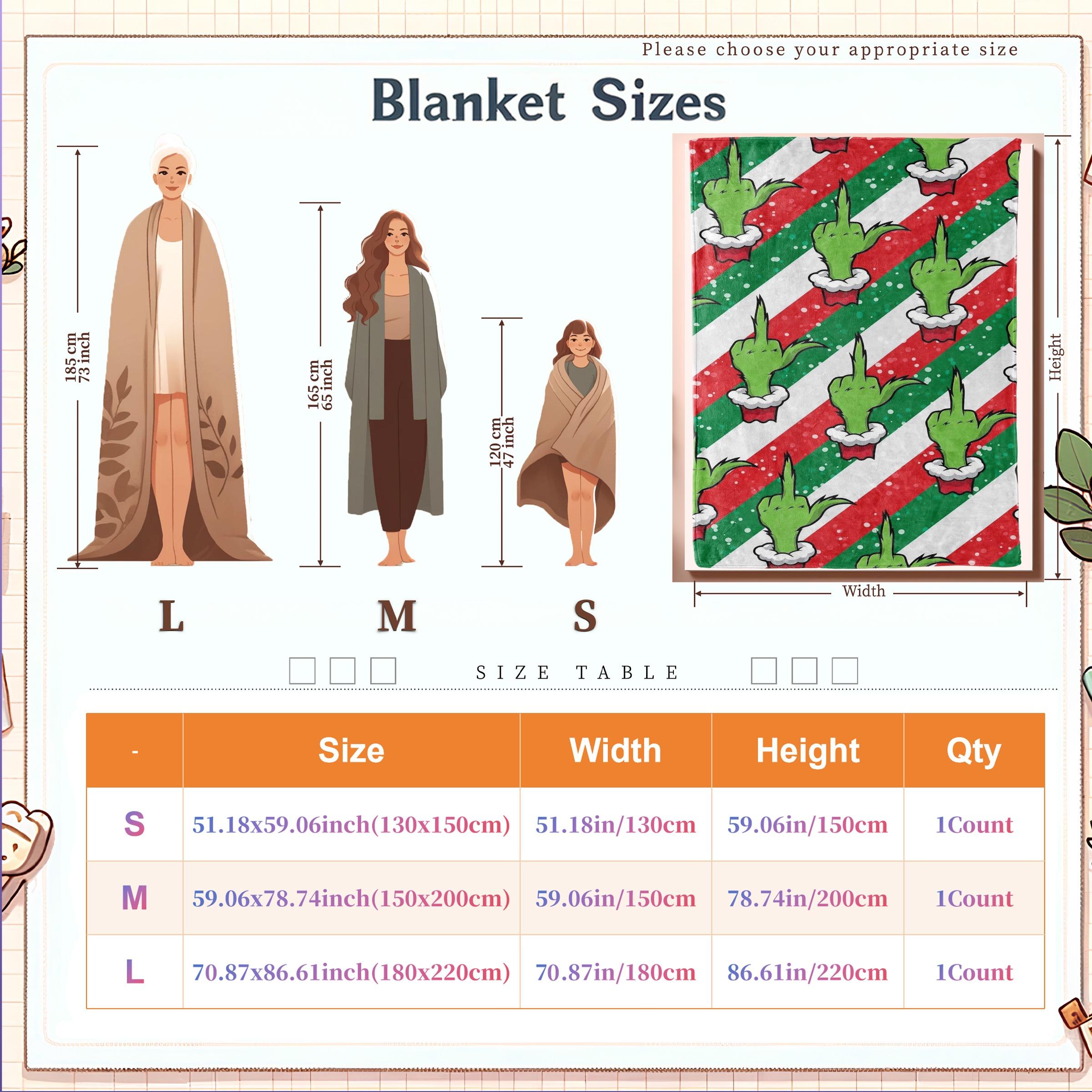 Modern Christmas Grinch Flannel Blanket, Digital Print Geometric Snowflake Design, All-Season Multi-Purpose Throw