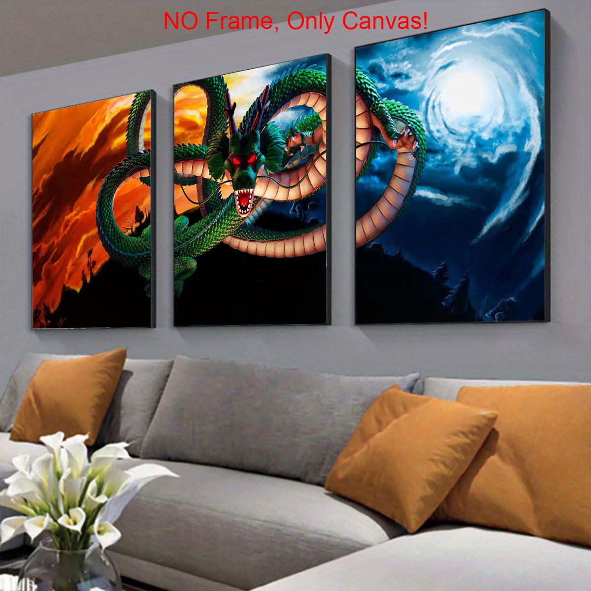 Dragon Pattern Modern Art Design Canvas Poster, 3 Counts/set Unframed Canvas Painting, Wall Decor for Home Living Room Bedroom Office