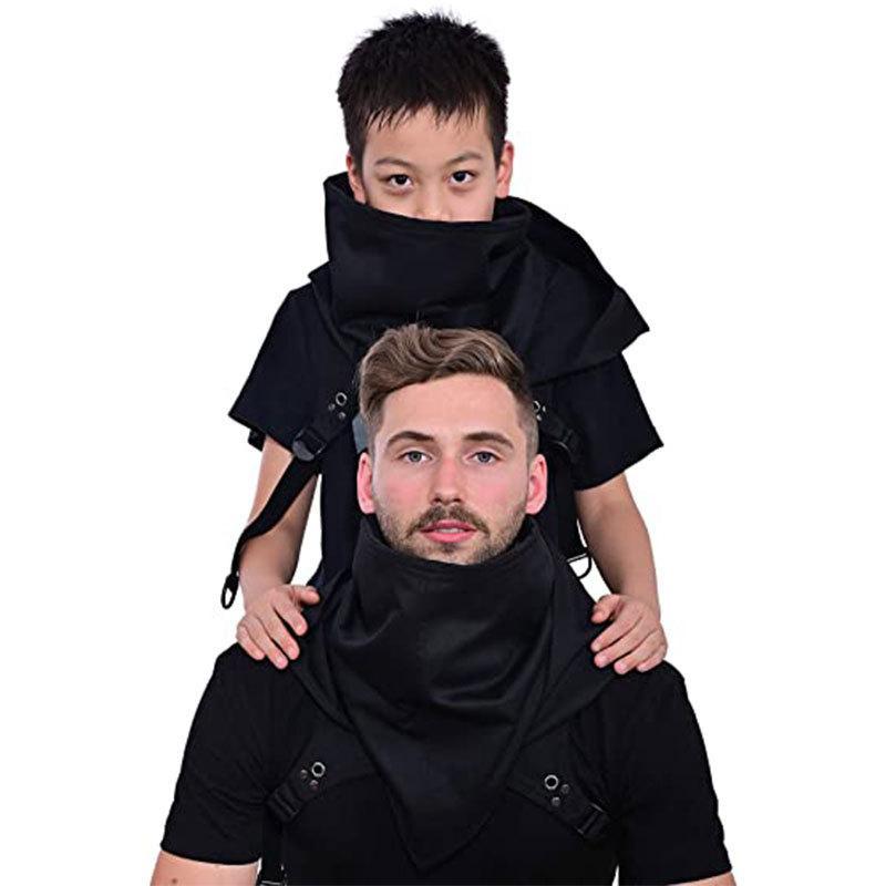 Menswear Cowl Hood Polyester Hooded Cloak Cape - Adult One Size Clothes for Cyberpunk Cosplay, Medieval Warrior Outfit & Daily Wear