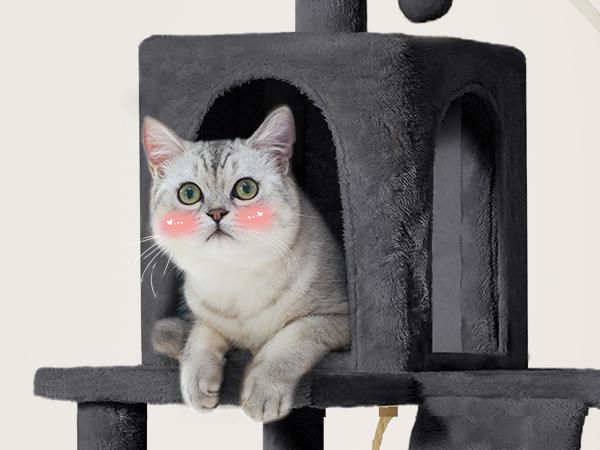 DWVO 72'' Cat Tree with Litter Box Furniture Hidden Enclosure Modern Cat Condo Tower for Kitten, Cat