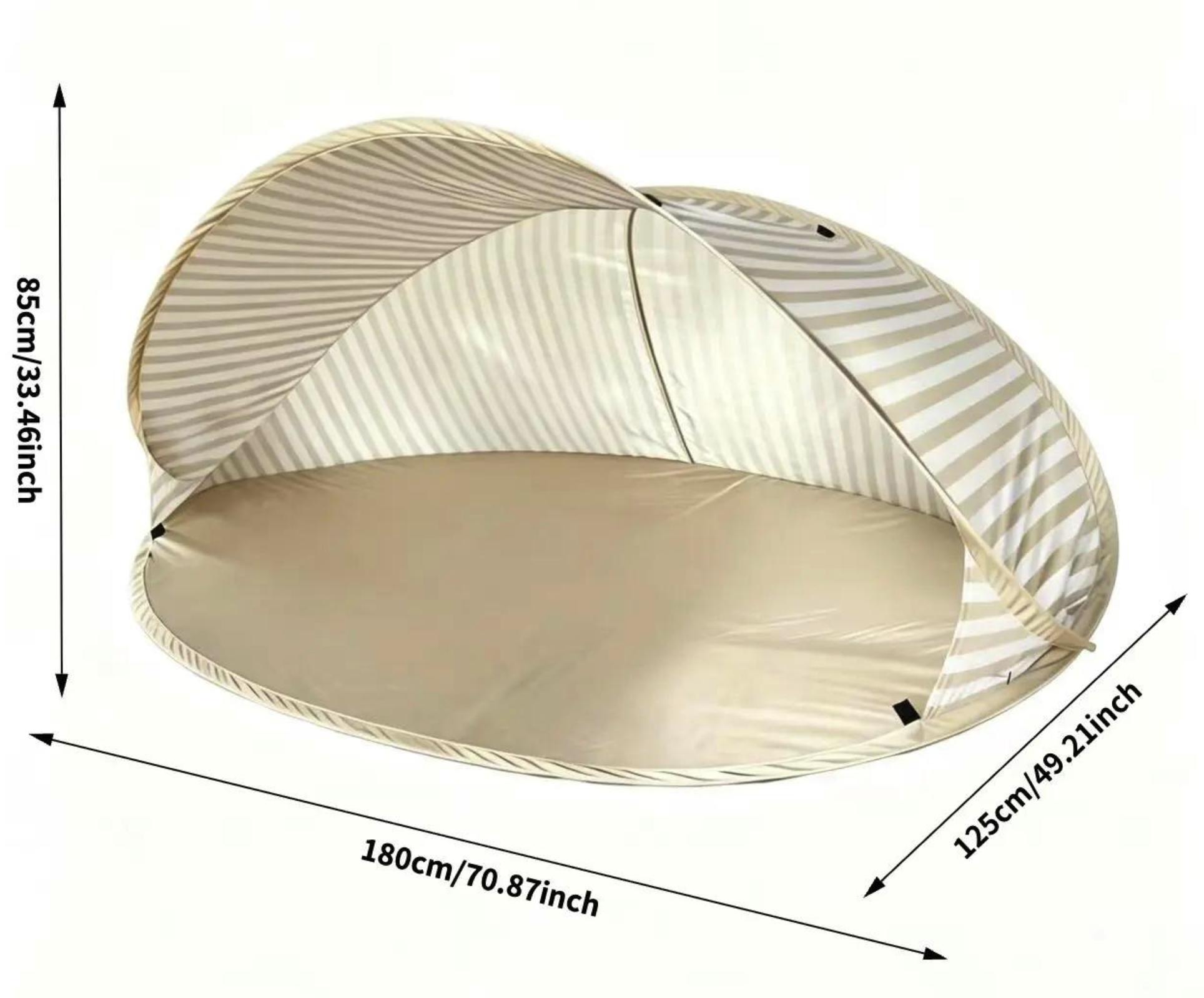 Striped Double Layer Outdoor Instant Pop-Up Beach Tent - No Assembly Required, Portable Sunshade Canopy for Family Picnics, Camping