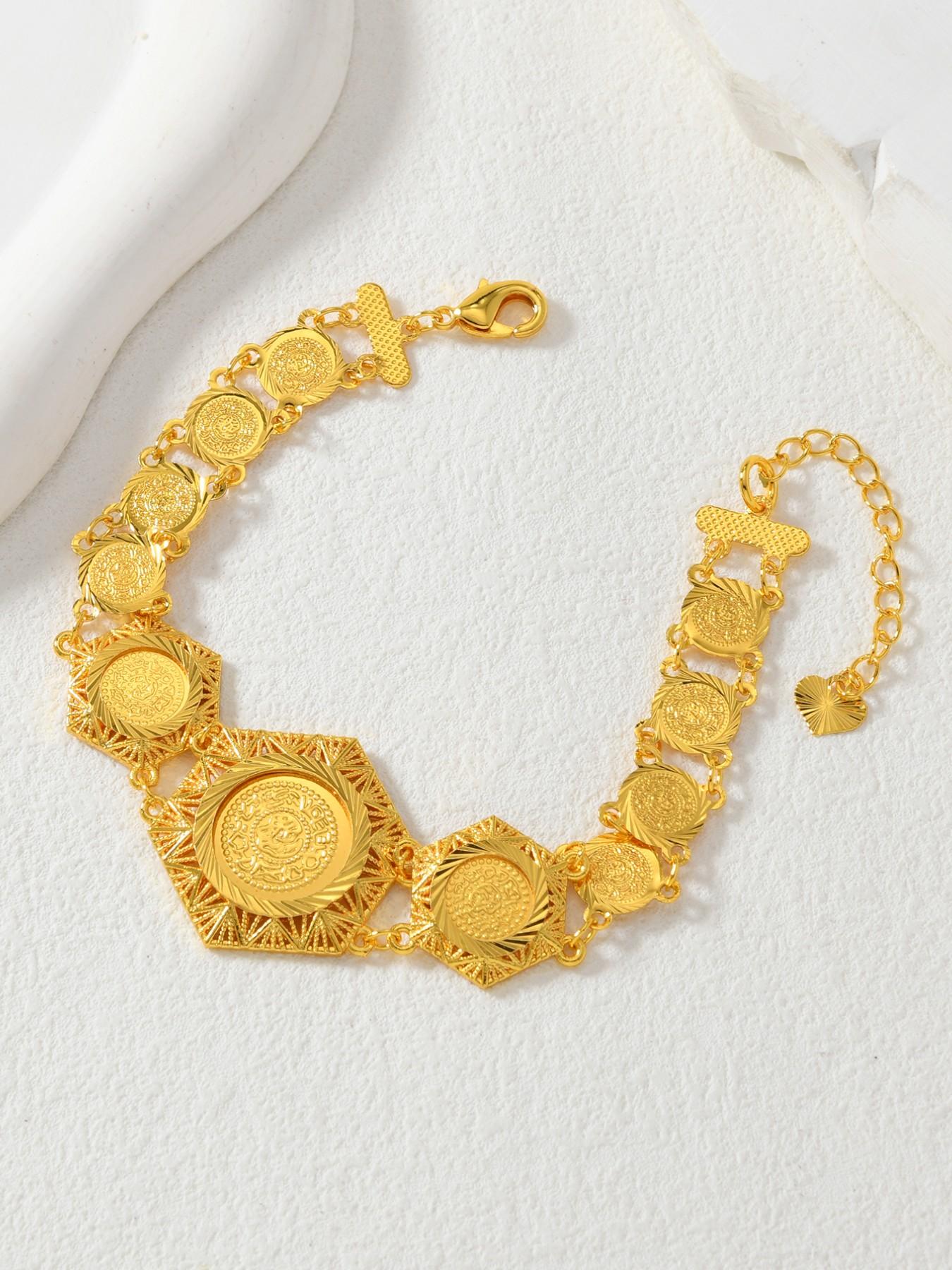 24k Copper Bracelet, Multilayer Hollow Out Design, Vintage Ethnic Style, Women's Jewelry for Ramadan Banquet Accessories