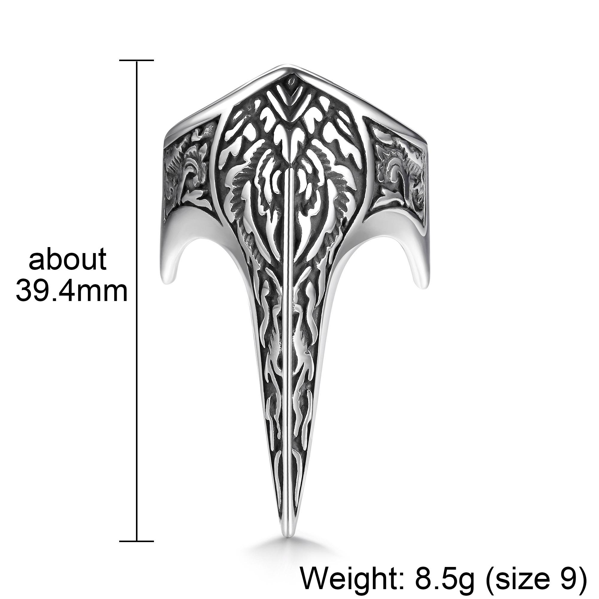 GTHIC Carve Pattern Archer Ring Stainless Steel for Men Women Beak Goth Rings Statement Jewelry