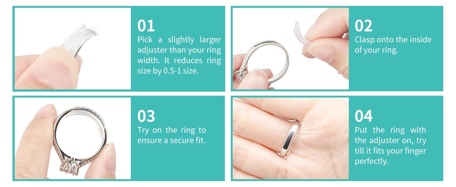 Ring Sizer Adjuster for Loose Rings, 8 Pack 8 Sizes, Ring Size Adjuster, Invisible Ring Guards for Women and Men, Ring Resizer with Polishing Cloth