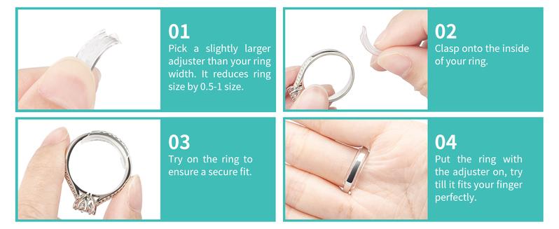 Ring Sizer Adjuster for Loose Rings, 8 Pack 8 Sizes, Ring Size Adjuster, Invisible Ring Guards for Women and Men, Ring Resizer with Polishing Cloth