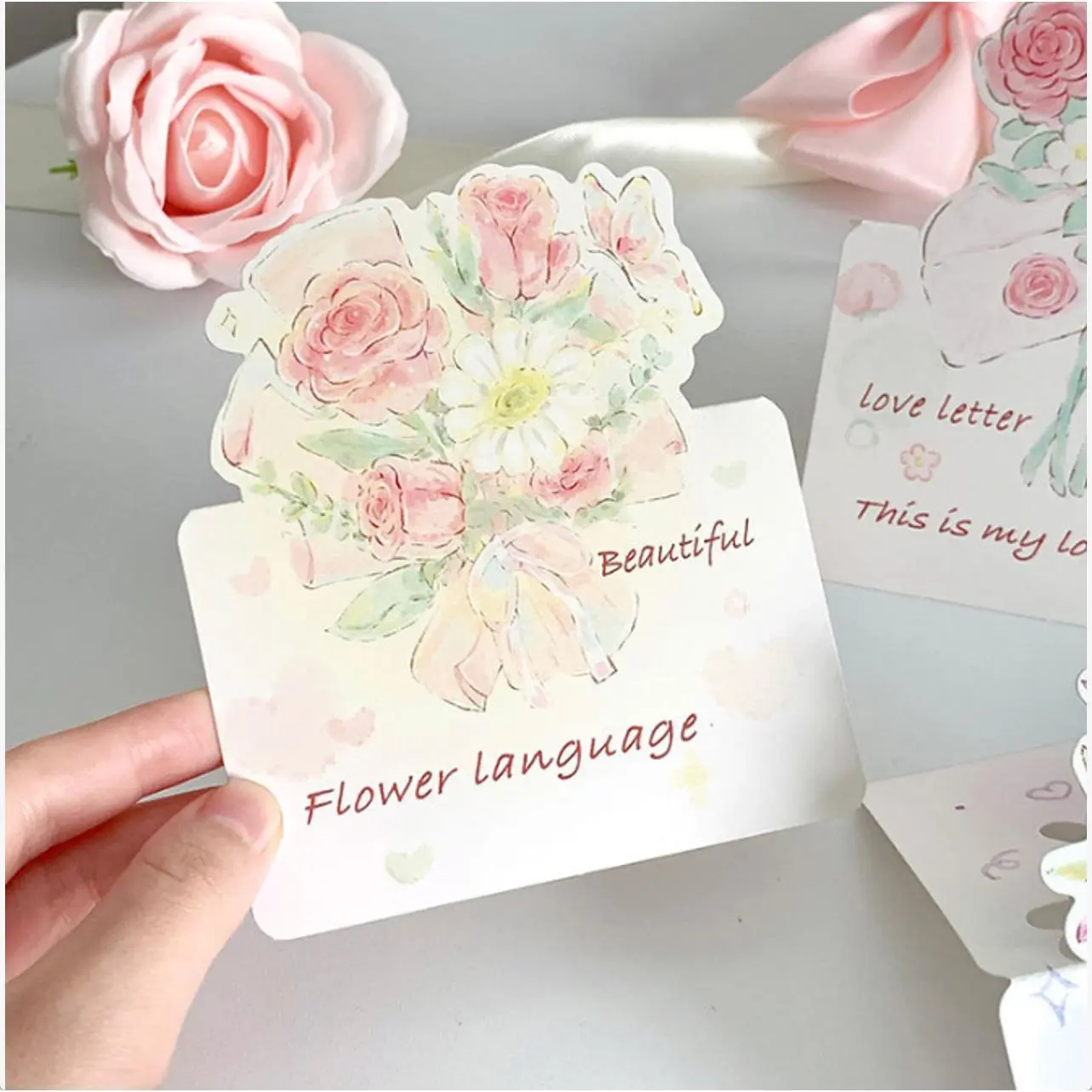 6PCS Floral Bouquet Greeting Cards, Mini Watercolor Flower Thank You Cards, Blank Note Cards for Birthday, Mothers Day, Gift Decoration best friend perfect party portable sister