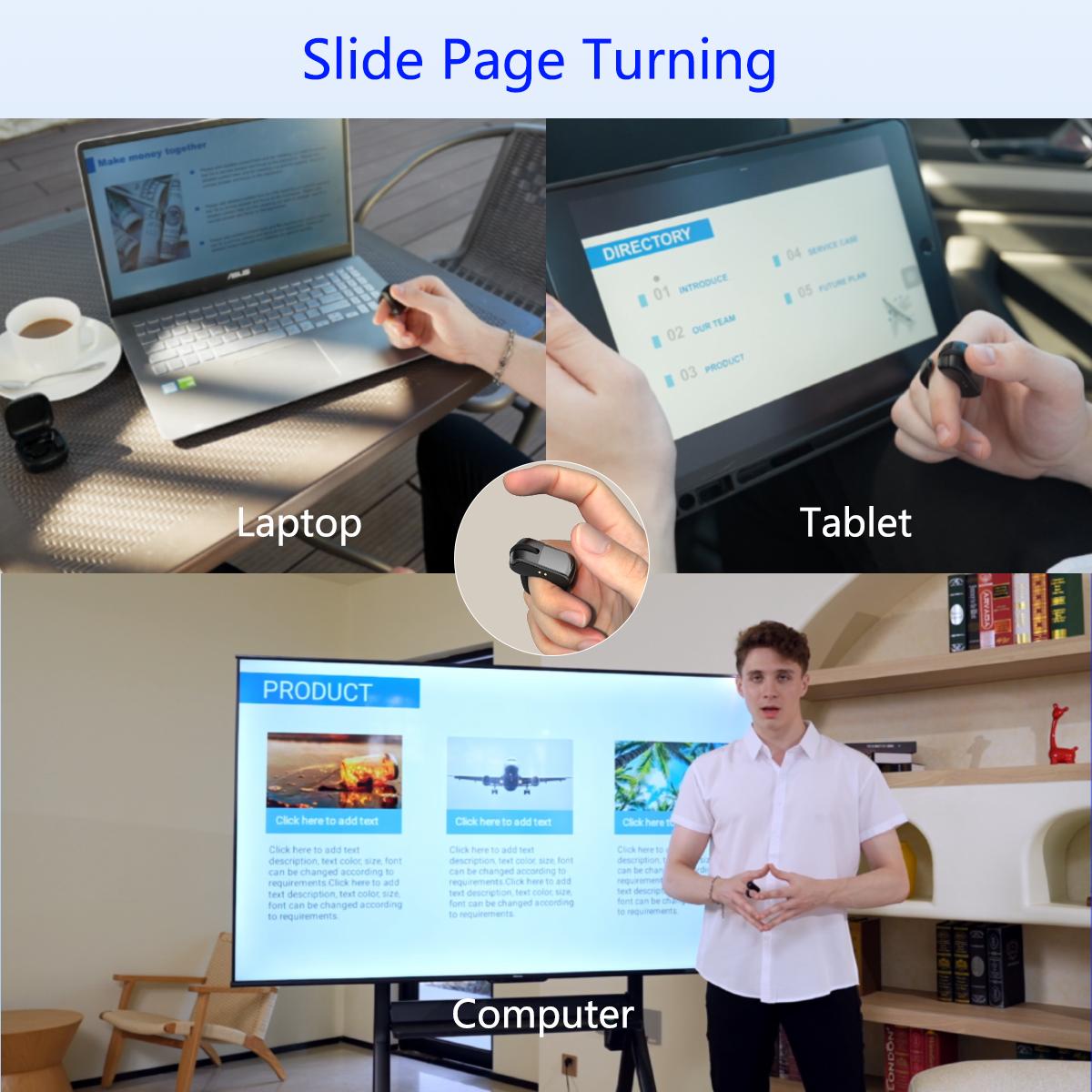 ZOZVO Remote Control Ring Mouse with Touchpad, Bluetooth/2.4G Wireless Scrolling Ring Air Mouse for Short Video, Page Turner for Kindle APP, Selfie and Video Remote For IPhone/IPad/Android/Tablet/Mac/PC/Laptop