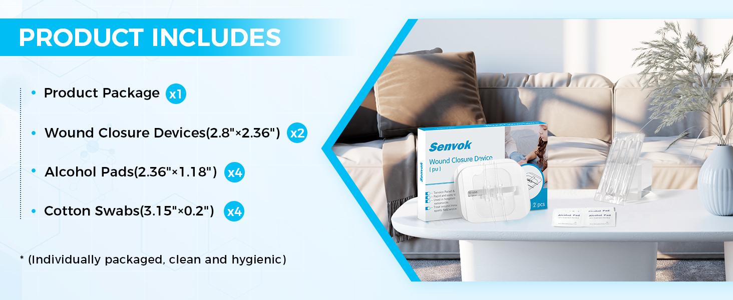 Senvok PU Sutures Butterfly Bandaids 4 Pcs Without Sew Quick Clot Emergency Wound Closures Device Laceration Kit Surgical Laceration Repair Healthcare