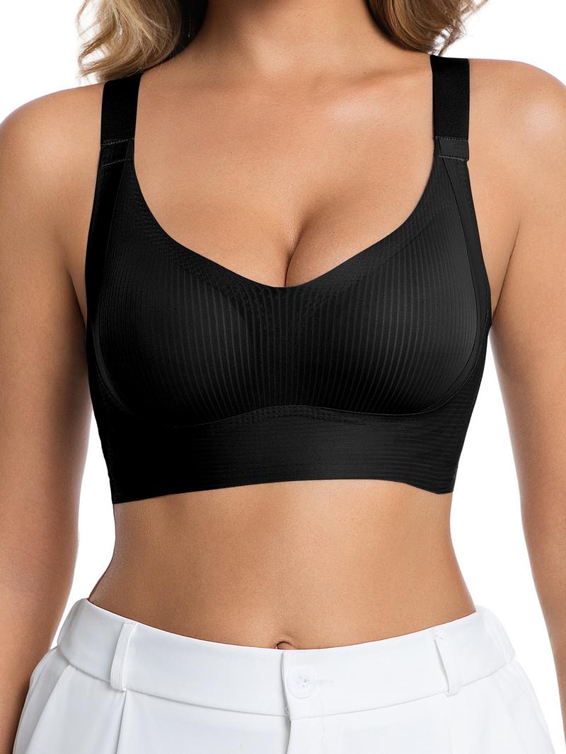 3/4 counts Women's Solid Wireless Bra Comfortable Breathable Push Up Bra, Softness Lightweight Lingerie for All Seasons Womenswear Lingerie for All Seasons, girl,Soft Comfortable Breathable Ribbed Push Up Seamless Bra, gift