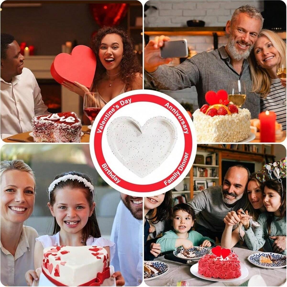 2 Piece Heart Shaped Cake Pans, 7 Inch Silicone Heart Cake Molds, Perfect for Valentine's Day, Small Heart Baking Mold Set