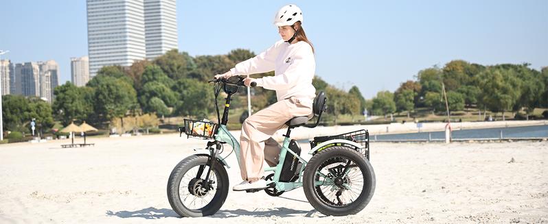 MOONCOOL Electric Tricycle for Adults, 20" x 4" Fat Tire Electric Trike, 48V 500W Motorized Electric Bicycle Bikes, 3 Wheels 7 Speed Ebike with Removable Battery, Aluminum Frame & Large Basket