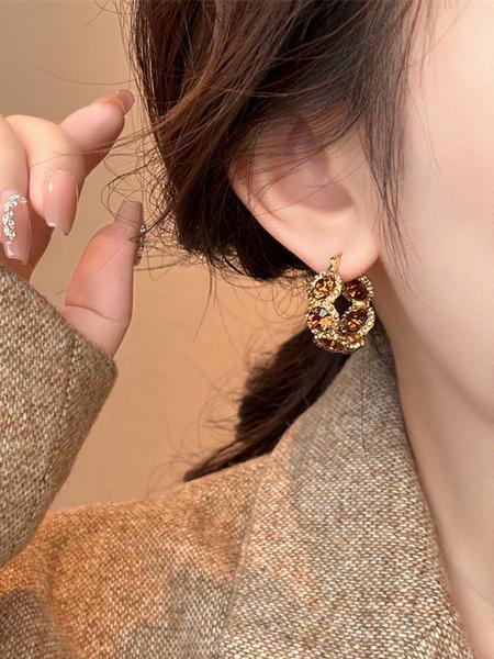 Fashionable Artificial Crystal Decorated Hoop Earrings, Ear Crystals, Teardrop Earrings, Fashion Jewelry for Party, Daily Clothing Decor, Trendy All-match & Exquisite Jewelry for Birthday Gift