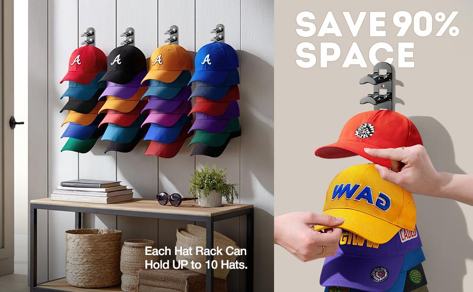 2 Pack Hat Organizer for Baseball Caps, Hat Rack for Wall Hold Up to 20 Hats, Hat Holder with and Screws, Hat Organizer Wall Mounted Hat Hanger Display for Door Closet Bedroom(B-White) 2 Pack Hat Organizer for Baseball Caps, Hat Rack for Wall Hold Up to 20 Hats, Hat Holder with and Screws, Hat Organizer Wall Mounted Hat Hanger Display for Door Closet Bedroom(B-White)
