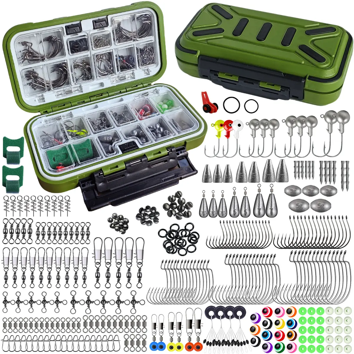 155/241/325pcs  Tackle , Organized Tackle Box with Assorted Hooks, Sinkers Weights, Swivels, Beads, Rubber Rings, Bait Threader Complete Set for Bass, Trout, Catfish, Great Men's  Gift lure christmas surprise saltwater