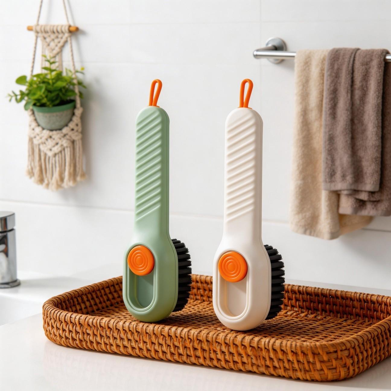 2pcs Multi-Functional Shoe Cleaning Brush for Liquid Injection Shoe Brush, Multi-functional Long-Handled Shoe Brush | Hand-Pressed, Soft-Bristled, Washable, Can Add Liquid, Portable Multi- Footwear for Sneakers, Hygienic -Demand Cleaning for /Travel