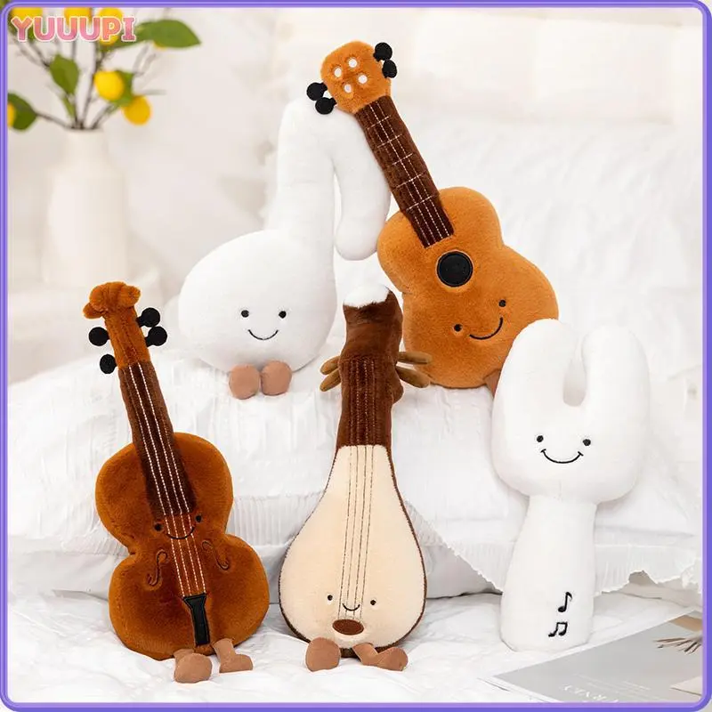 Cute Musical Unisex Soft Plush Stuffed Toys - 5 Styles Including Violin, Guitar, Pipa, Tuning Fork, Note Dolls - Gift for Kid Music Lovers' Birthdays, Cute Musical Plush Toys