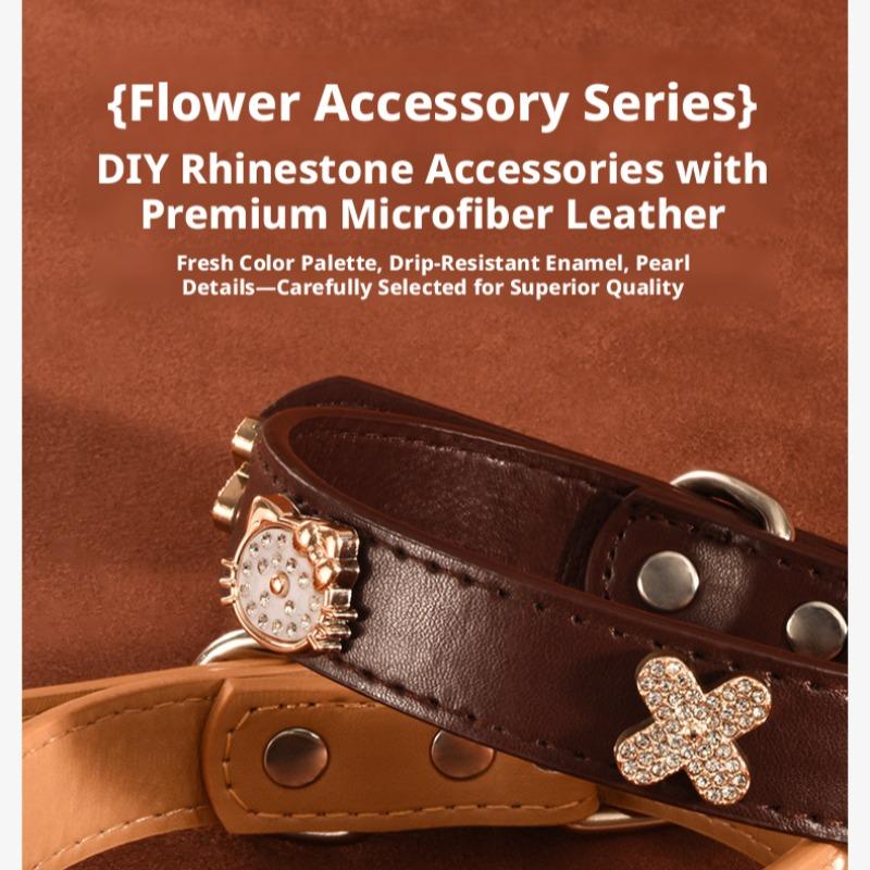 Pet Collar for Small Dogs and Cats, Leather Pearl Rhinestone Necklace, Stylish Dog Harness Accessory, Durable Pet Jewelry