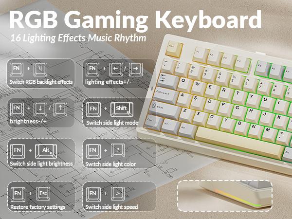 Solakaka KI99 Pro Hot-Swappable 96% Wireless RGB Gaming Mechanical Keyboard, Pre-Lubed Switches,Gasket Structure Creamy Keyboards for Gamer/PC/Laptop (White) PC Accessories gaming accessories FallFreshness