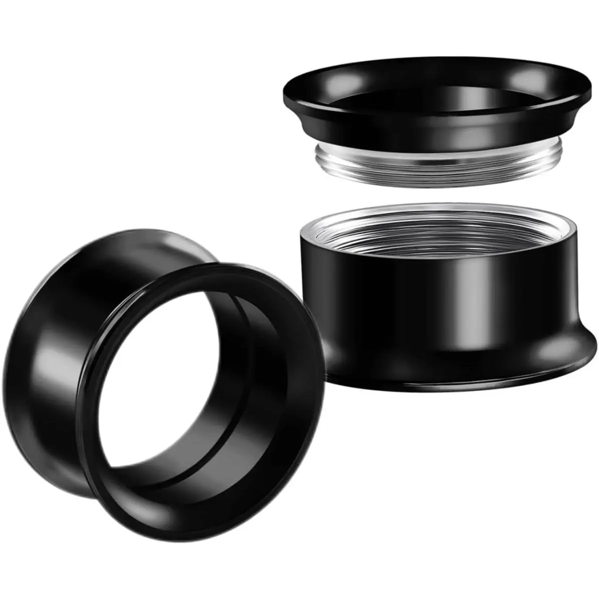 Gauges for Ears, Internally Threaded Stainless Steel Black Double Flared Tunnel   Stretcher Ear Plug Earring Lobe Tunnel for Men Women