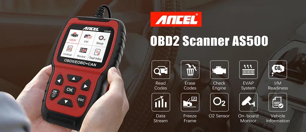 Ancel AS500 Car Code Reader OBD2 Scanner Check Engine Battery Test Live Data US