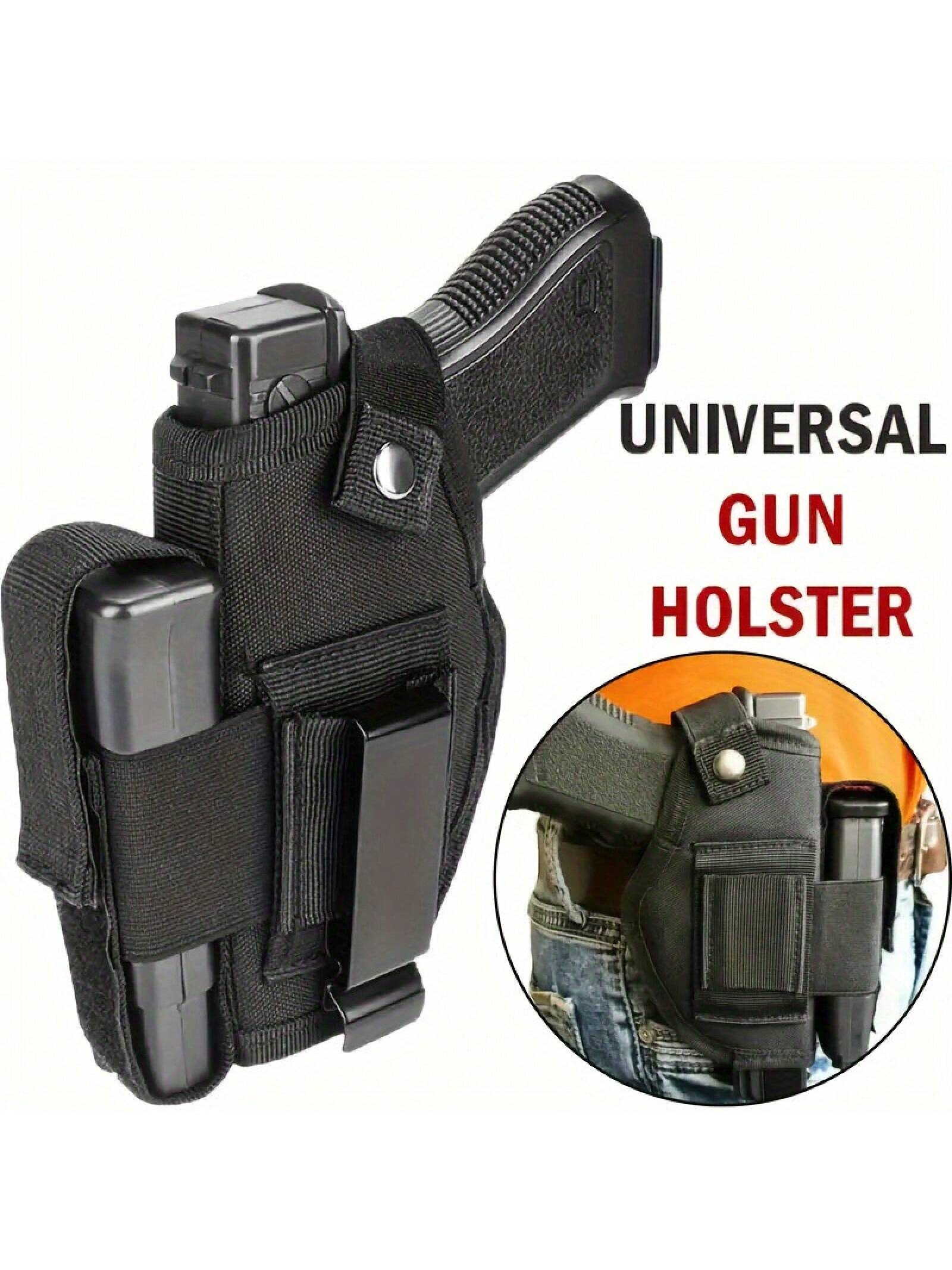Double-sided gun holster, 1 piece - Classic style - Black sheepskin blend strap with snap fastener - Concealed carry gun holster for outdoor CS scenarios, outdoor gun accessories