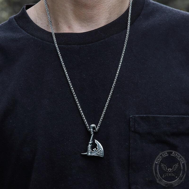 GTHIC Valknut Symbol Axe Stainless Steel Viking Chain Pendant Norse Accessories for Daily Wear