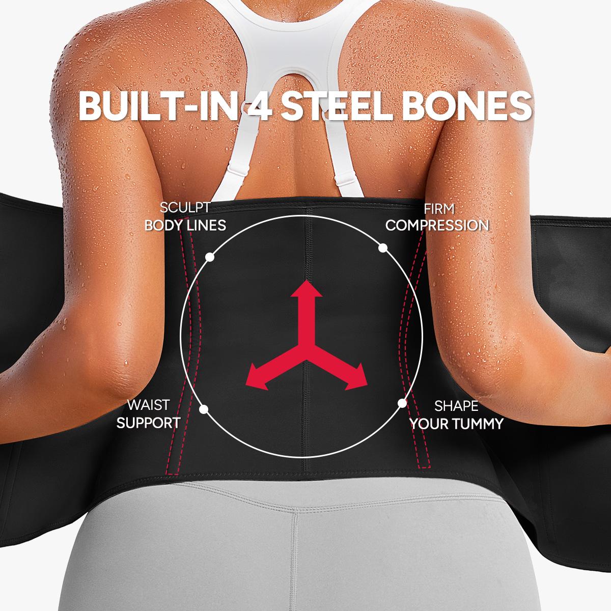 Nebility Women's Minimalist Casual Basic Gym Sauna Sweat Enhancing Daily Shapewear Women Comfort Belt Closure Fajas Bodysuit Lady Womenswear Corset Waist Shaping Shapewear Workout Compression Firm Tummy Control Corset Waist Shaping