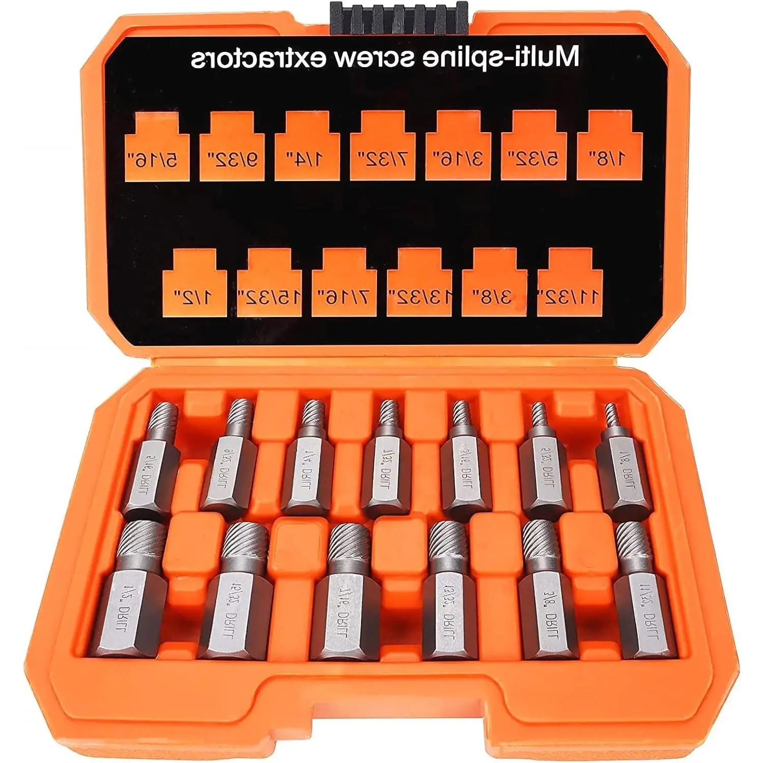 13Pcs Multi-Spline Screw Extractor Set, Chrome Molybdenum Alloy Steel Easy Out Bolt Extractor Kit, Hex Head Bolt Remover Tool for Broken Stripped Rusted Bolts Screws Nuts