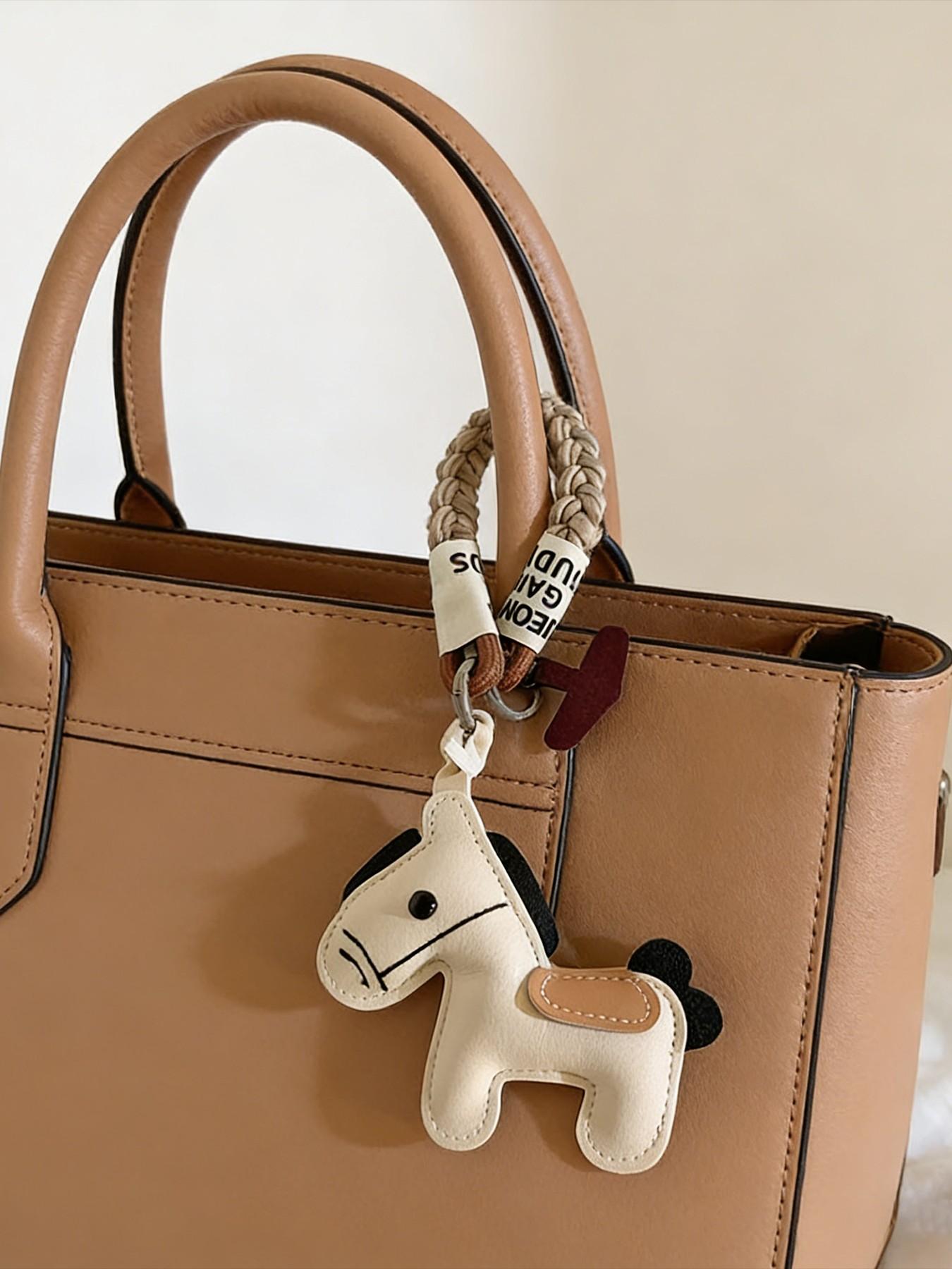 PU Horse Shape Bag Decorative Pendant, Artificial Leather, Handmade Braided Rope Wrist Strap, Women's Handbag Phone Keychain Gift